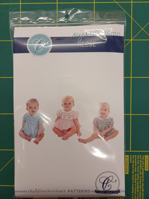 Reese is a sweet little bubble or romper, Smocked or un-smocked, Boy's sleeves or girl's sleeves, Peter Pan collar, Sizes 3 month - 24 month, 