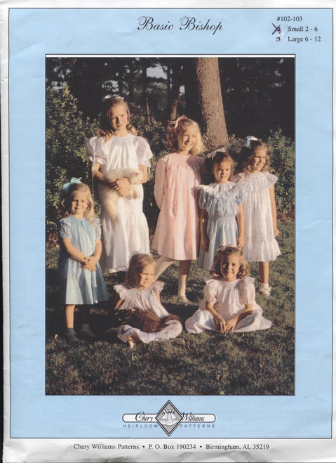 Basic Bishop Smocking Pattern by Chery Williams, multi sized, Sizes 2-6 years
Pattern pieces need to be traced off, Please purchase Dots and a Smocking design plate separately   
