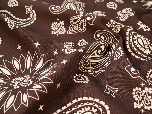 Wholesale Dressmaking Fabric | Bandana Denim - Chocolate | Fabric Godmother