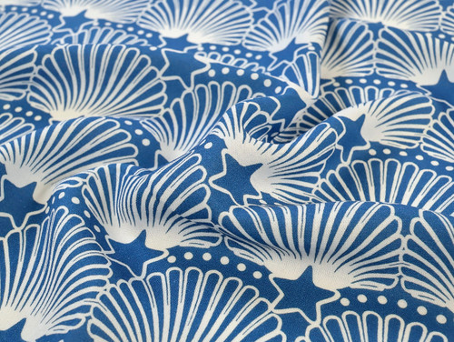 Wholesale Dressmaking Fabric | Scallop Star Viscose & Linen - Blue | Fabric Godmother