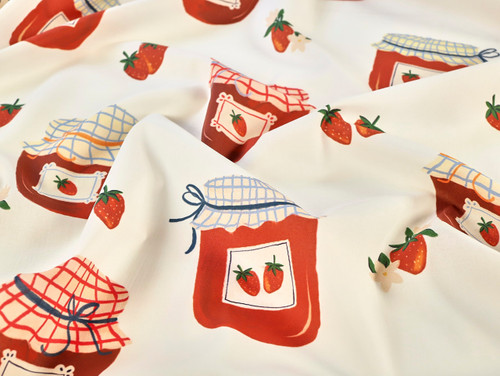 Wholesale Dress Fabric | Strawberry Jam Cotton Lawn - Ivory | Fabric Godmother