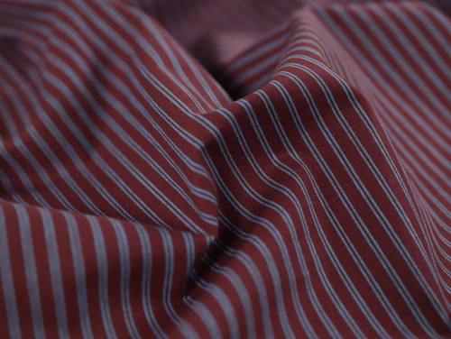 Dressmaking Fabric | Oscar Stripe Cotton Poplin - Burgundy | Fabric Godmother