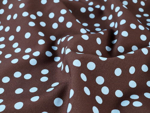 Dressmaking Fabric | Vivian Spot Denim - Chocolate & Periwinkle | Fabric Godmother