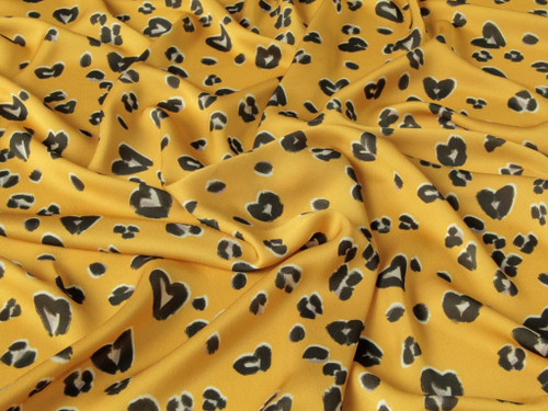 Wholesale Dress Fabric | Cheetin' Heart Viscose Sateen - Mustard | Fabric Godmother