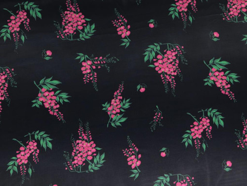 Wholesale Dress Fabric | Ava Floral Viscose ECOVERO™ Satin * Navy | Fabric Godmother
