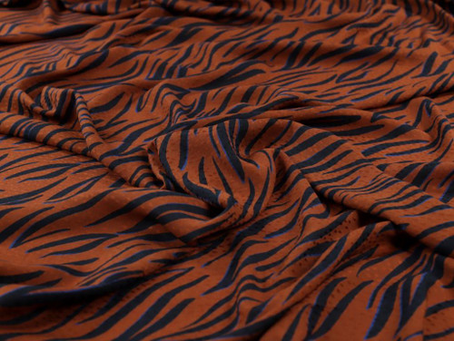 Wholesale Dress Fabric | Like A Zebra Cotton Poplin * Nutmeg & Cobalt | Fabric Godmother