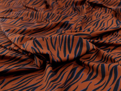 Wholesale Dress Fabric | Like A Zebra Cotton Poplin * Nutmeg & Cobalt | Fabric Godmother