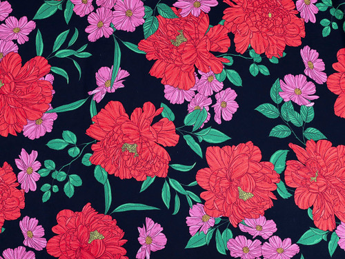Wholesale Dress Fabric | Maeve Rose Viscose Twill - Black | Fabric Godmother
