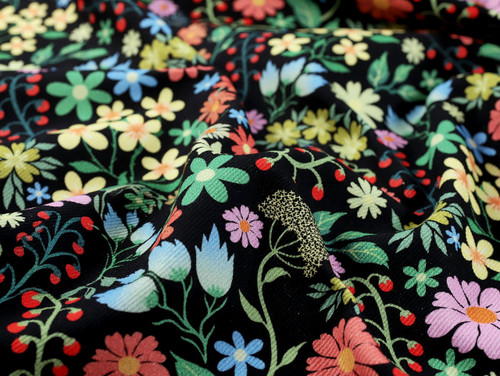 Wholesale Dress Fabric | Garden Vine Denim - Black | Fabric Godmother Wholesale Dress Fabric | Garden Vine Denim - Black | Fabric Godmother