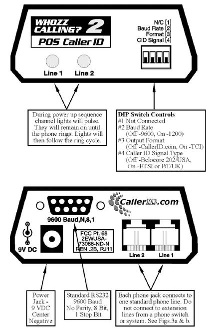 Whozz 2 Line Caller ID Box for Aldelo Restaurant POS ONLY