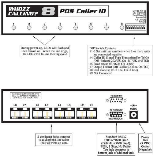 Whozz 8 Line Caller ID Box for Aldelo Restaurant POS 