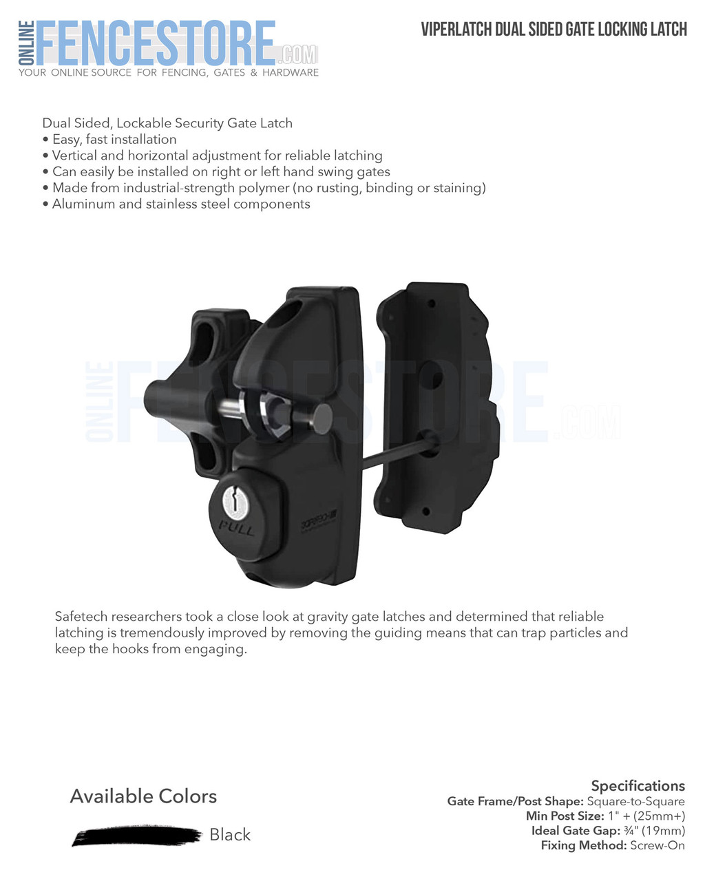 ViperLatch Dual Sided Locking Gate Latch - SLV-VIPER-X2