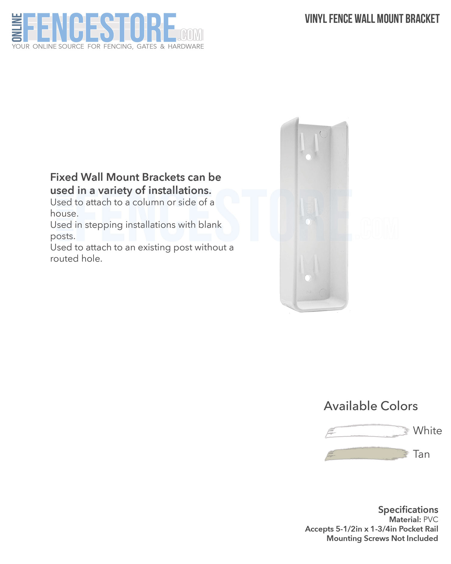 5in x 5in Blank Vinyl Fence Posts