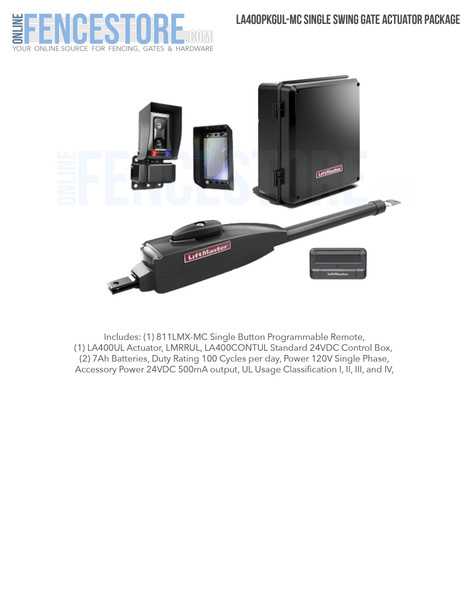 LA400PKGUL-MC Single Swing Gate Actuator Package