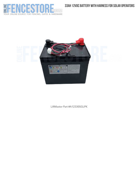 33ah 12vdc Battery With Harness For Solar Operators
