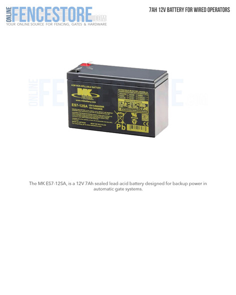 7ah 12v Battery For Wired Operators