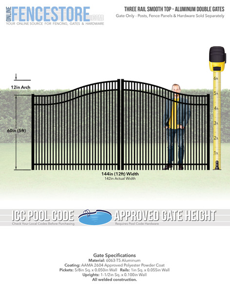 Overstock Aluminum Double Gate 60in x 144in Double Picket