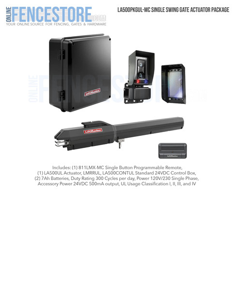 LA500PKGUL-MC Single Swing Gate Actuator Package