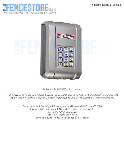 KPW250 Wireless Keypad