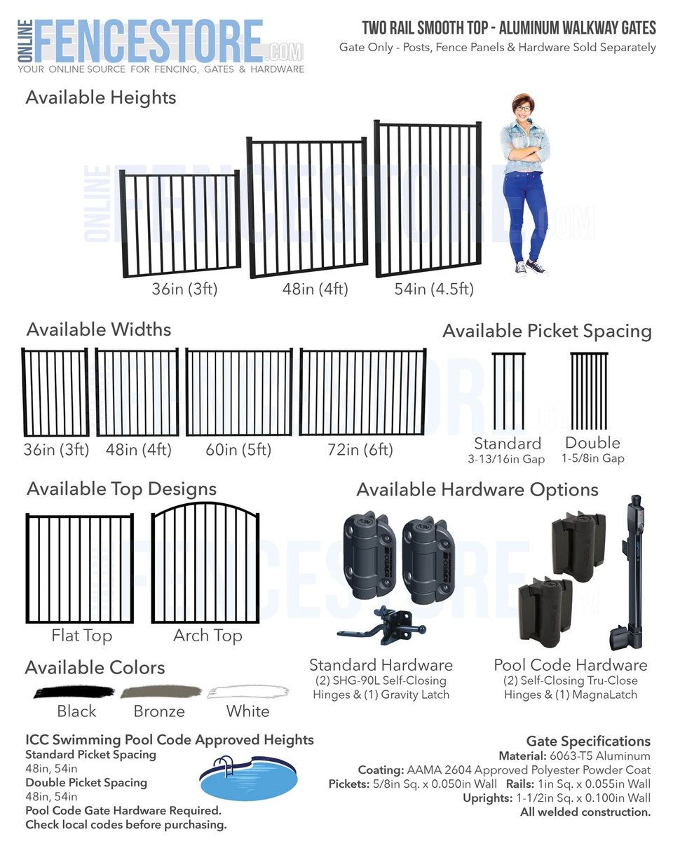 Two Rail Smooth Top Aluminum Double Gates