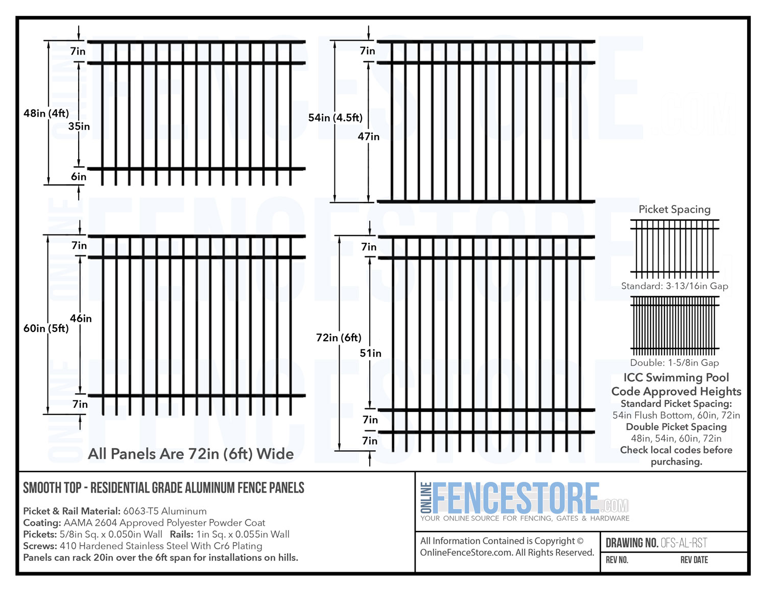 Online Fence Store Aluminum Fence Dimensional Specs