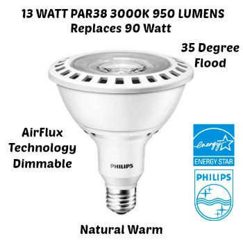 Philips LED 13 Watt 3000K E26 Base 120V 13PAR38/F35 3000 DIM SO