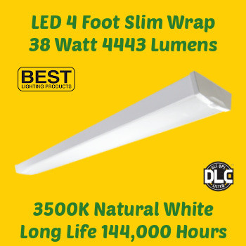 Best Lighting WRE-4FT-44L-35K - LED Slim Wrap-Around luminaire. 4 foot. 38 watt. 3500K natural white color. Surface mount. DLC quality. Best Lighting WRE-4FT-44L-35K - LED Slim Wrap-Around luminaire. 4 foot. 38 watt. 3500K natural white color. Surface mount. DLC quality.