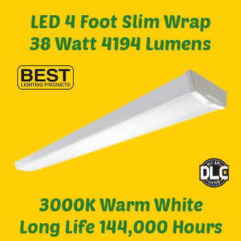 Best Lighting WRE-4FT-44L-35K - LED Slim Wrap-Around luminaire. 4 foot. 38 watt. 3500K natural white color. Surface mount. DLC quality. Best Lighting WRE-4FT-44L-35K - LED Slim Wrap-Around luminaire. 4 foot. 38 watt. 3500K natural white color. Surface mount. DLC quality.