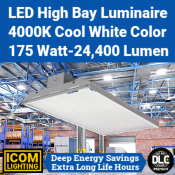 ICOM Lighting ILEDFHB180-4K-MVDIM - LED High Bay Light. 175 watt. 4000K color. F122,000 hours. DLC Premium. (Equal to Best Lighting LEDFHB180-4K-MVDIM) ICOM Lighting ILEDFHB180-4K-MVDIM - LED High Bay Light. 175 watt. 4000K color. F122,000 hours. DLC Premium. (Equal to Best Lighting LEDFHB180-4K-MVDIM)