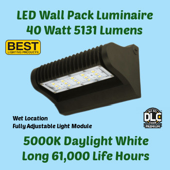 Best Lighting LEDWPA40W-5K - LED Adjustable Wall Pack. 40 watt. 5000K color.  Best Lighting LEDWPA40W-5K - LED Adjustable Wall Pack. 40 watt. 5000K color.