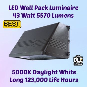 Best Lighting WPFC-5L-5K - LED Wall Pack Cut Off luminaire. 43 watt. 5000K color. Best Lighting WPFC-5L-5K - LED Wall Pack Cut Off luminaire. 43 watt. 5000K color.