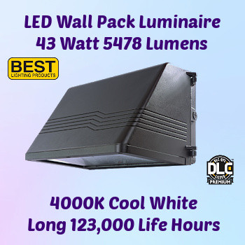 Best Lighting WPFC-5L-4K - LED Wall Pack Cut Off luminaire. 43 watt. 4000K color. Best Lighting WPFC-5L-4K - LED Wall Pack Cut Off luminaire. 43 watt. 4000K color.