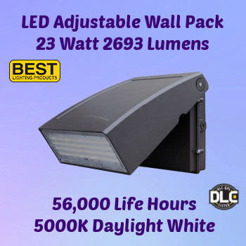 Best Lighting WPA-3L-5K - LED Adjustable Wall Pack. 23 watt. 2693 lumens. 5000K color. Best Lighting WPA-3L-5K - LED Adjustable Wall Pack. 23 watt. 2693 lumens. 5000K color.