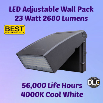 Best Lighting WPA-3L-4K - LED Adjustable Wall Pack. 23 watt. 2680 lumens. 4000K color. Best Lighting WPA-3L-4K - LED Adjustable Wall Pack. 23 watt. 2680 lumens. 4000K color.