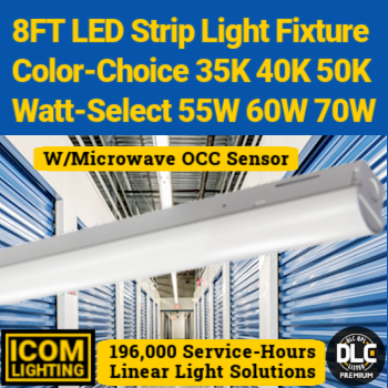 ICOM Lighting SL-8FT-10L-LKFS-ODS LED Strip Light. 8 foot. Tunable. Flicker-free. 0-10V dimming. 190,000+ hours. (Same as Best Lighting  SL-8FT-10L-LKFS-OS)