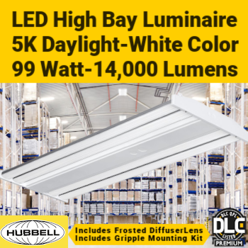 Hubbell Lighting CLB2-50MM-W-EDU - LED High Bay Luminaire - 99 watts. 5000K color. 0-10V dimming. 54,000 hours. 120-277V.