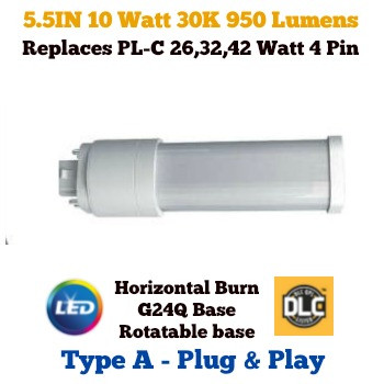 TOPSTAR LED PL-C 10 Watt 3000K G24Q 4 PIN Plug&Play Horizontal