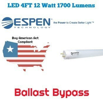 Espen L48T8/835/12P-ID - T8 LED Tube - 4 Foot - 12 Watt - Type B - Bypass 120-277V Espen L48T8/835/12P-ID - T8 LED Tube - 4 Foot - 12 Watt - Type B - Bypass 120-277V