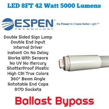 T8 LED Lamp - Espen LS96T8HO/840/42P-ID DE - TYPE B LED retrofit for HO fluorescent lamps operating direct wire-double end input 120-277V.