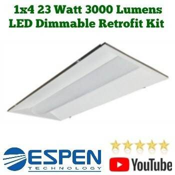 Espen 1x4 4000K 23 watt LED Versa Kit includes all components for a high quality DLC 4.3 Premium retrofit without disturbing the ceiling.