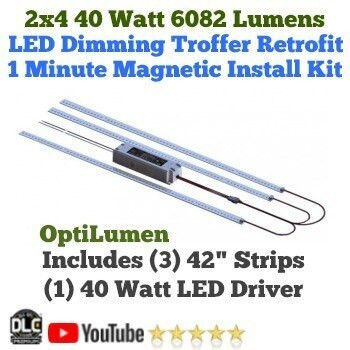 OptiLumen 2x4 LED Magnetic Strip & Driver Retrofit Kit - 40 watt - 1 minute retrofit
