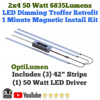 OptiLumen 2x4 LED Magnetic Strip & Driver Retrofit Kit - 50 watt - 1 minute retrofit