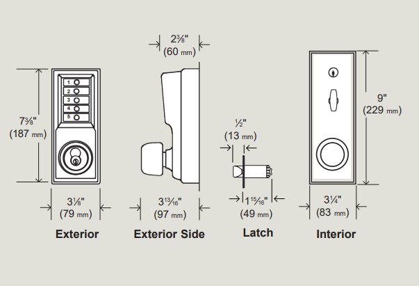 Push Button Lever Simple Key Code Kaba Simplex 1021M Mechanical Pushbutton Knob Lock w/ Key Override ...