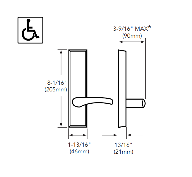 【Eri】 Sargent 774-8 ETP Fail Secure Electrified Exit Trim, For 8500