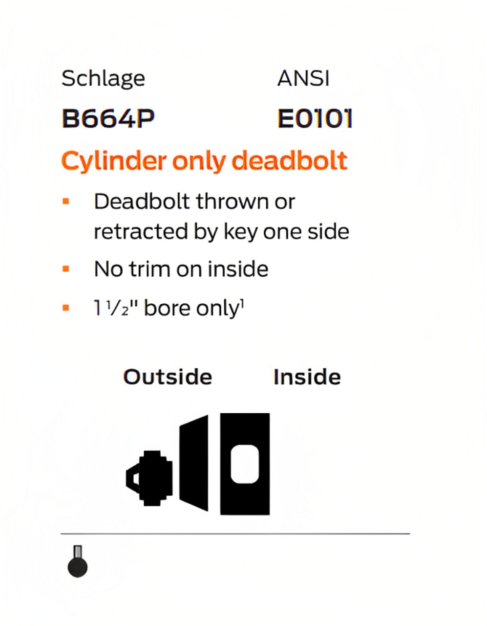 Schlage B664 Cylinder Only Deadbolt —