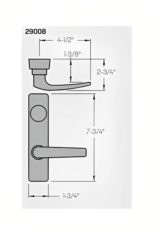 PHI Precision 2908B Narrow Stile Key Controls Lever,