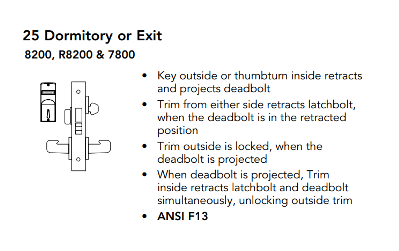 Sargent V018225 LNP Dormitory or Exit Mortise Lock w/ Unlocked/Locked