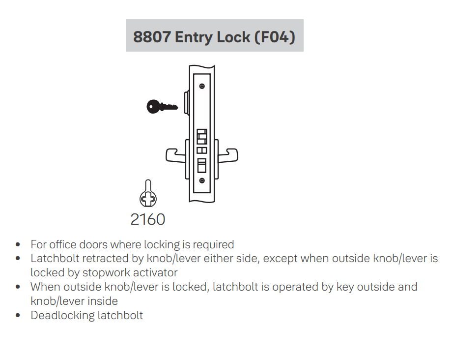 Accentra (Yale) AUR8807FL Entry Mortise Lever Lock, Augusta Style