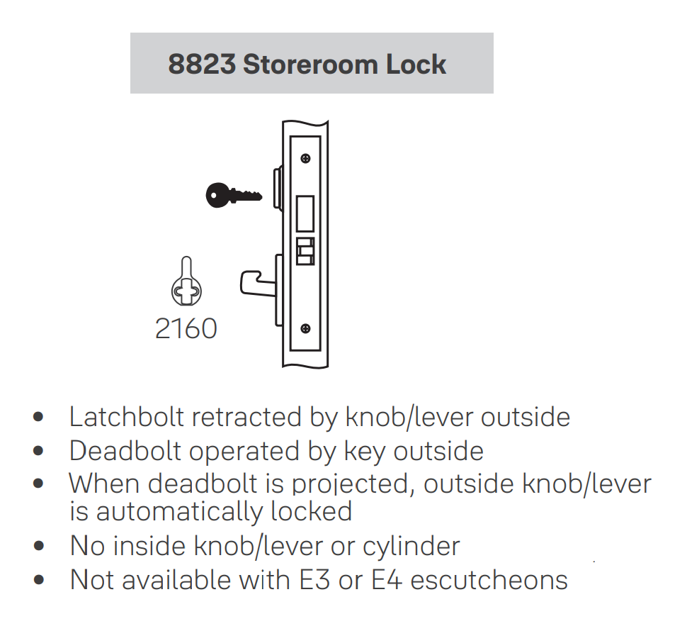 Yale LBDY8823FL Storeroom Mortise Lever Lock, Body Only