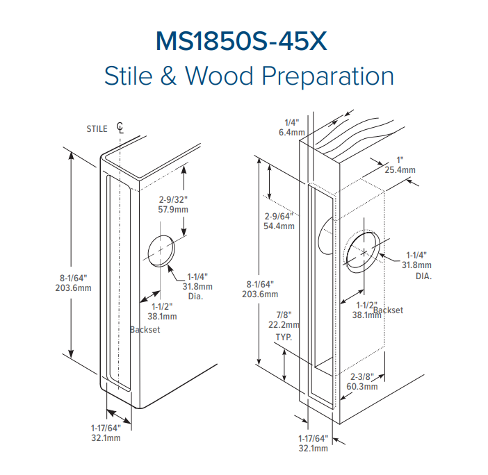 Adams Rite MS1850SN MS Deadlock w/ Flat Faceplate, ANSI Size